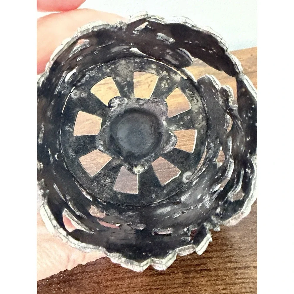 Ganz Pewter Rose Candle Holder‎ Votive Floral Metal Taiwan Vintage Decor